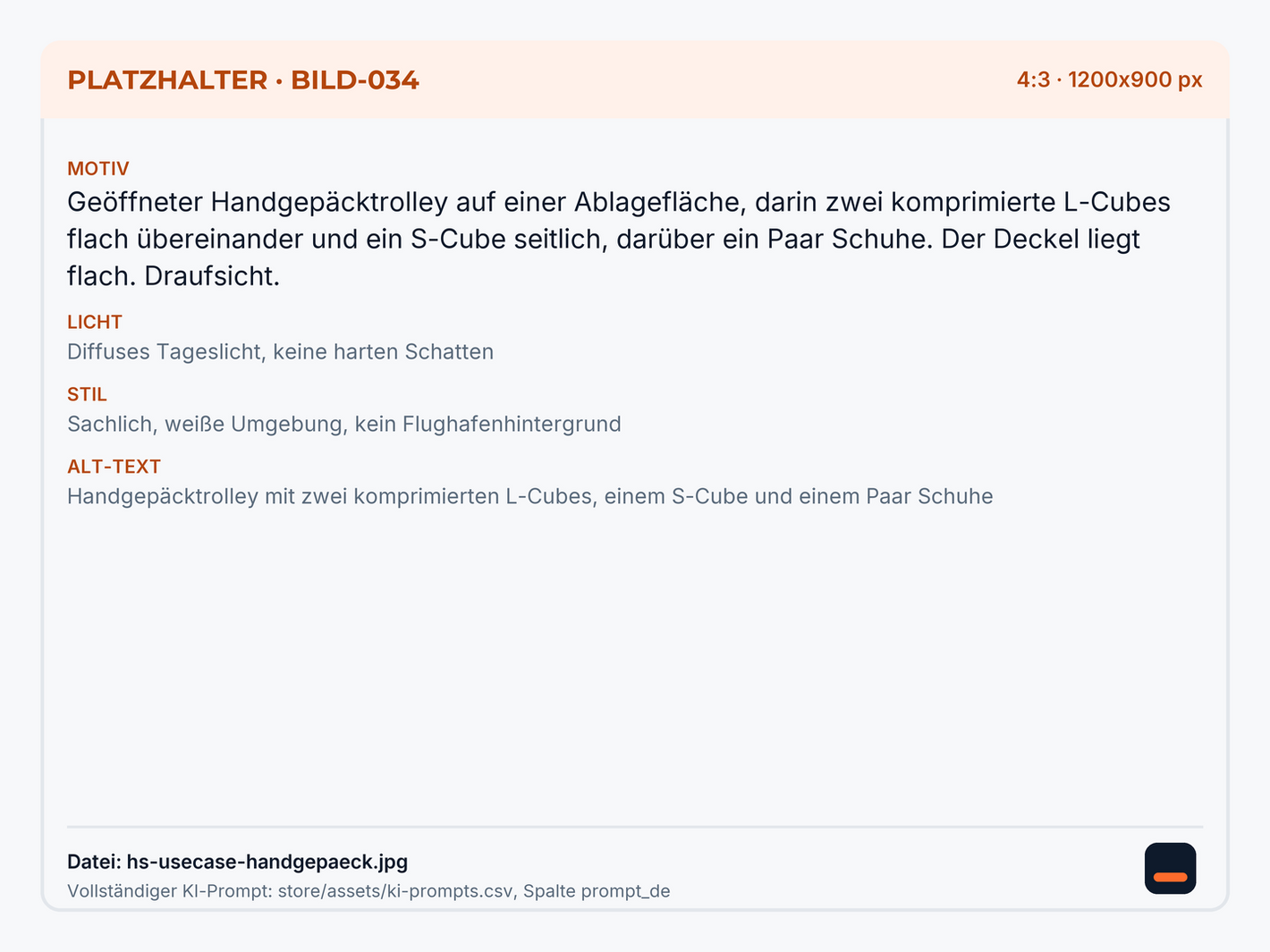 Handgepäcktrolley mit zwei komprimierten L-Cubes, einem S-Cube und einem Paar Schuhe