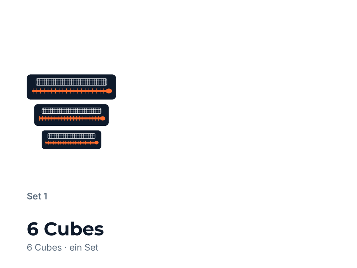 Ein Travelcube-Set mit sechs Cubes