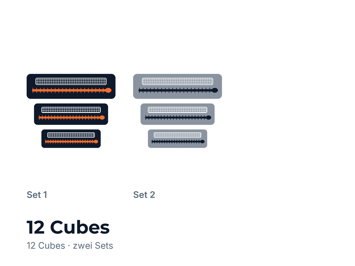 Zwei Travelcube-Sets mit zwölf Cubes