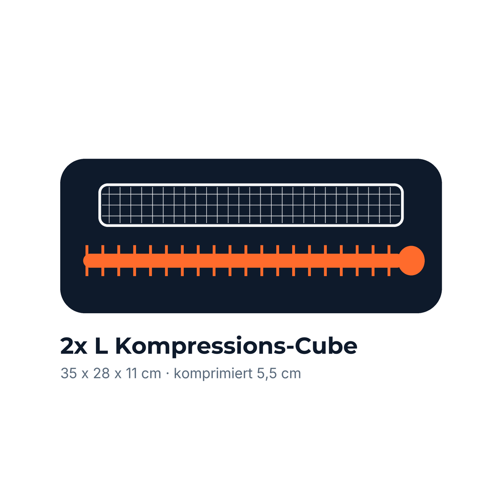 L Kompressions-Cube mit Maßangaben