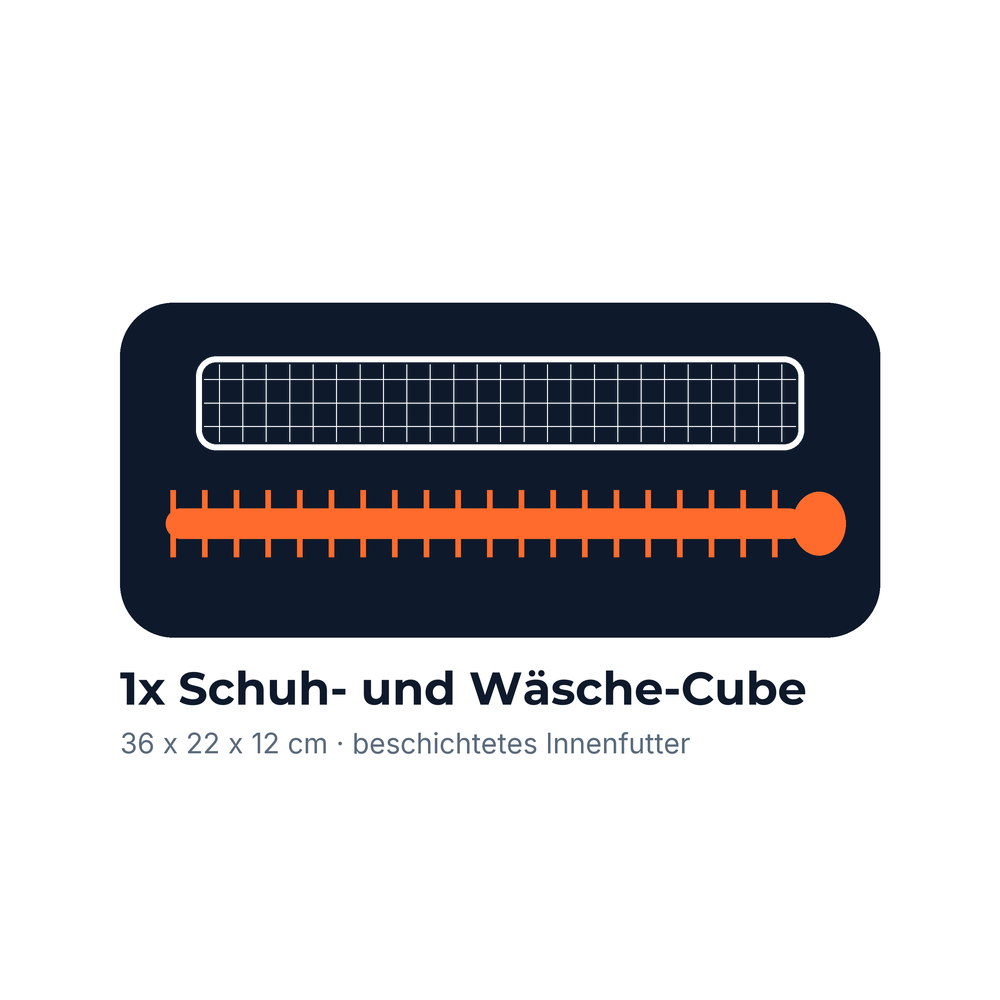 Schuh- und Wäsche-Cube mit Maßangaben