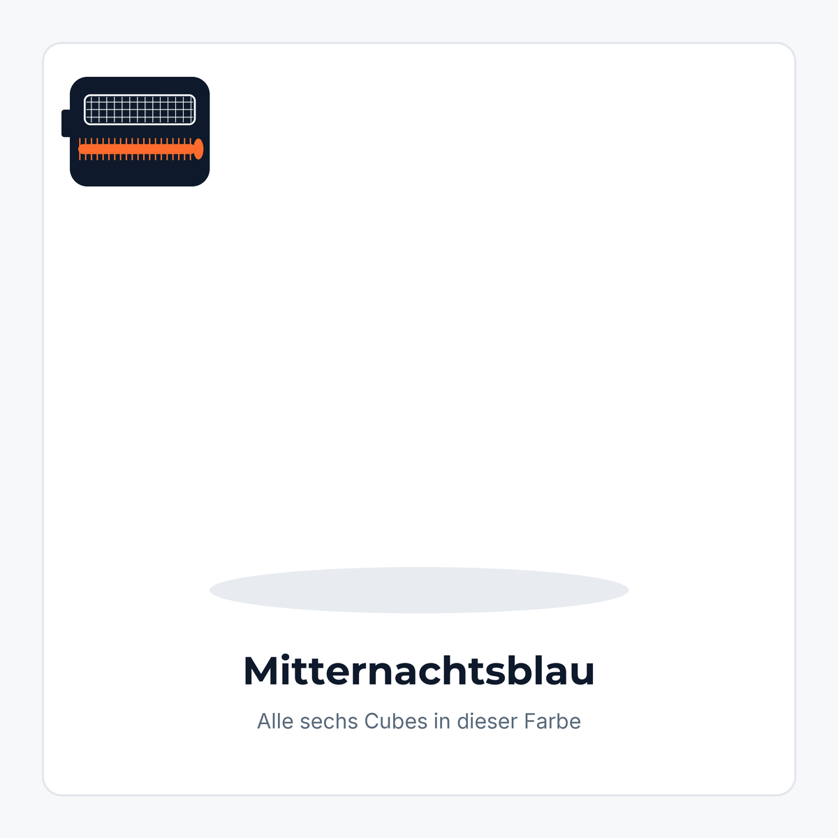 Sechs Travelcubes in Mitternachtsblau als Farbkarte