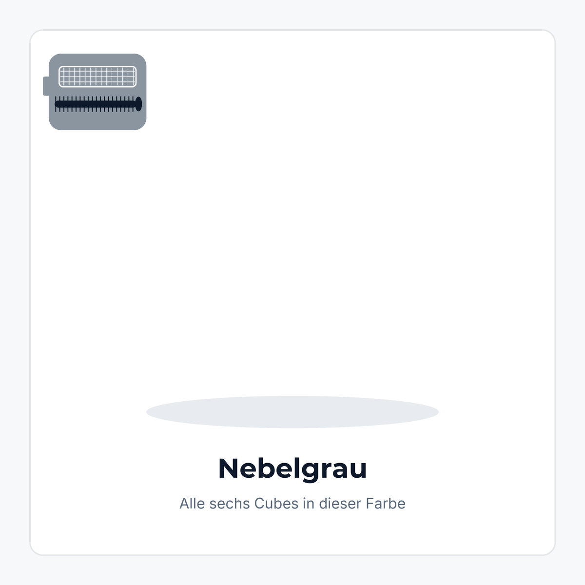 Sechs Travelcubes in Nebelgrau als Farbkarte