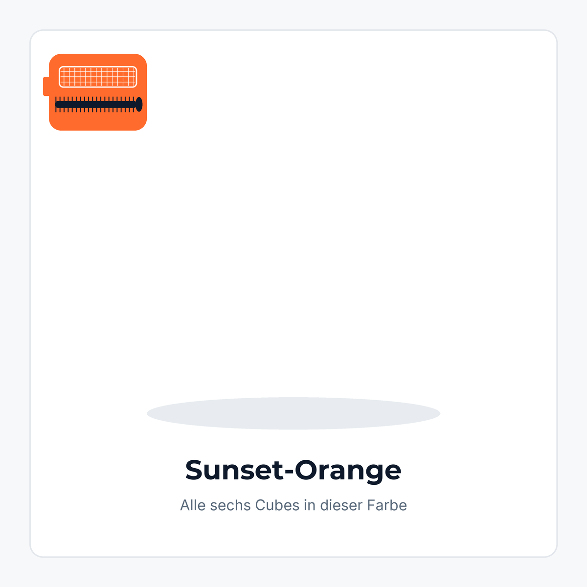 Sechs Travelcubes in Sunset-Orange als Farbkarte